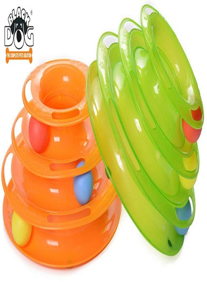 BLACK DOG Ball Toy for Cats Interactive Tower of Tracks Plastic 3 Layers Pet Game Entertainment Turntable with Colorful - Image 5